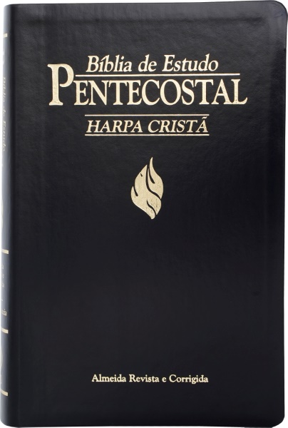 BÍBLIA DE ESTUDO PENTECOSTAL MÉDIA PRETA COM HARPA