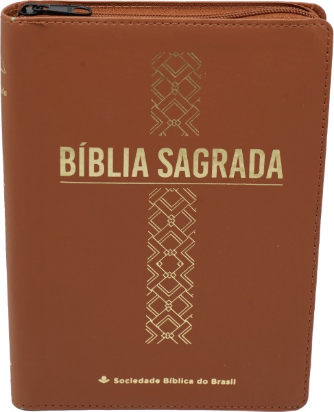 BÍBLIA LETRA GRANDE COR CARAMELO COM ZÍPER ARC
