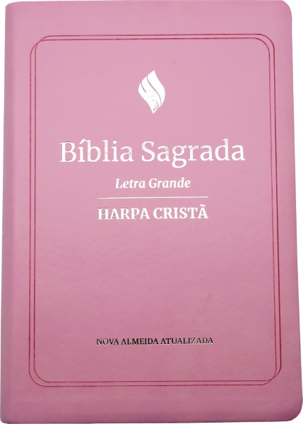 BÍBLIA COM HARPA CRISTÃ ROSA NAA LETRA GRANDE
