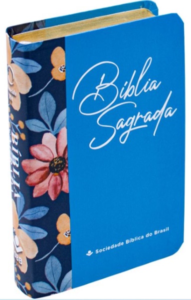 BÍBLIA ARA EDIÇÃO BOLSO CAPA AZUL FLORES