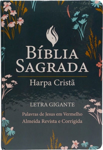 BÍBLIA FLOR VERDE ESCURO HARPA LETRA GIGANTE ARC