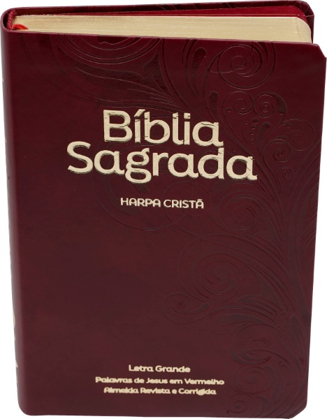 BÍBLIA ARC HARPA CRISTÃ LETRA GRANDE FLORA VINHO